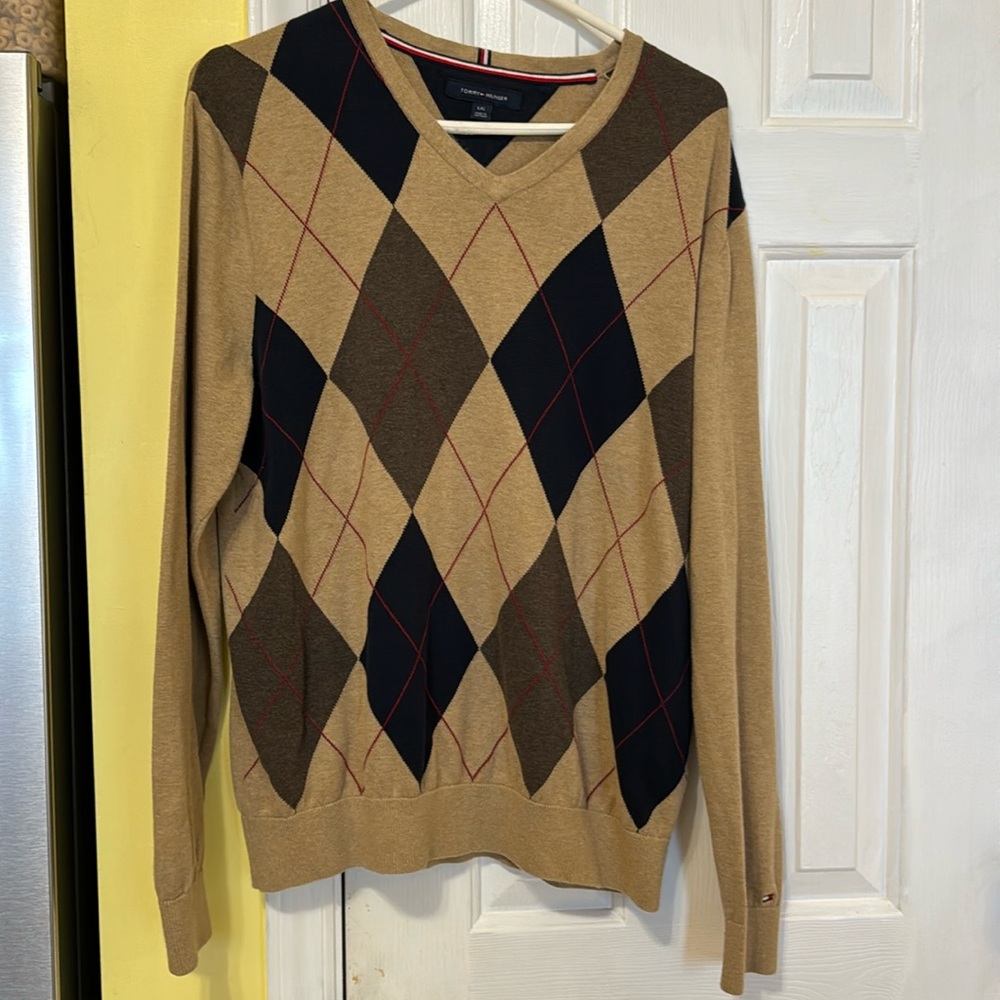 Tommy Hilfiger MENS argyle sweater size large